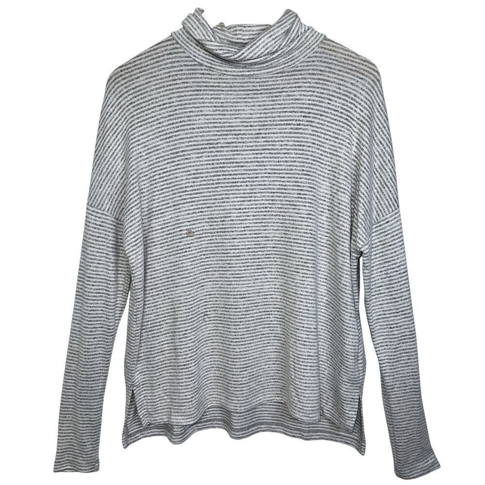Abercrombie & Fitch Gray White Striped Long Sleeve Turtleneck Sweater Top Size L